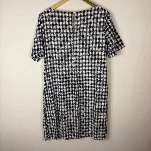 Melrose Y2K Navy White Gingham Plaid Mini Dress Cottagecore - Picture 6 of 7